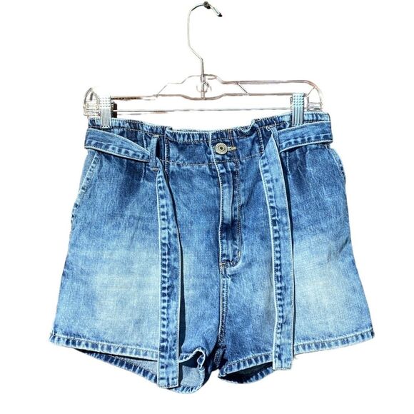 STS Blue Pants - STS Blue Tie Front Paper Bag Waist Intentional Faded Denim Shorts Women's Size27